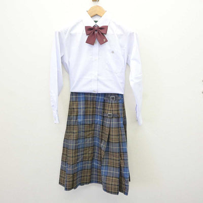 【中古】岡山県 岡山学芸館高等学校 女子制服 4点 (ニットベスト・シャツ・スカート) sf065635