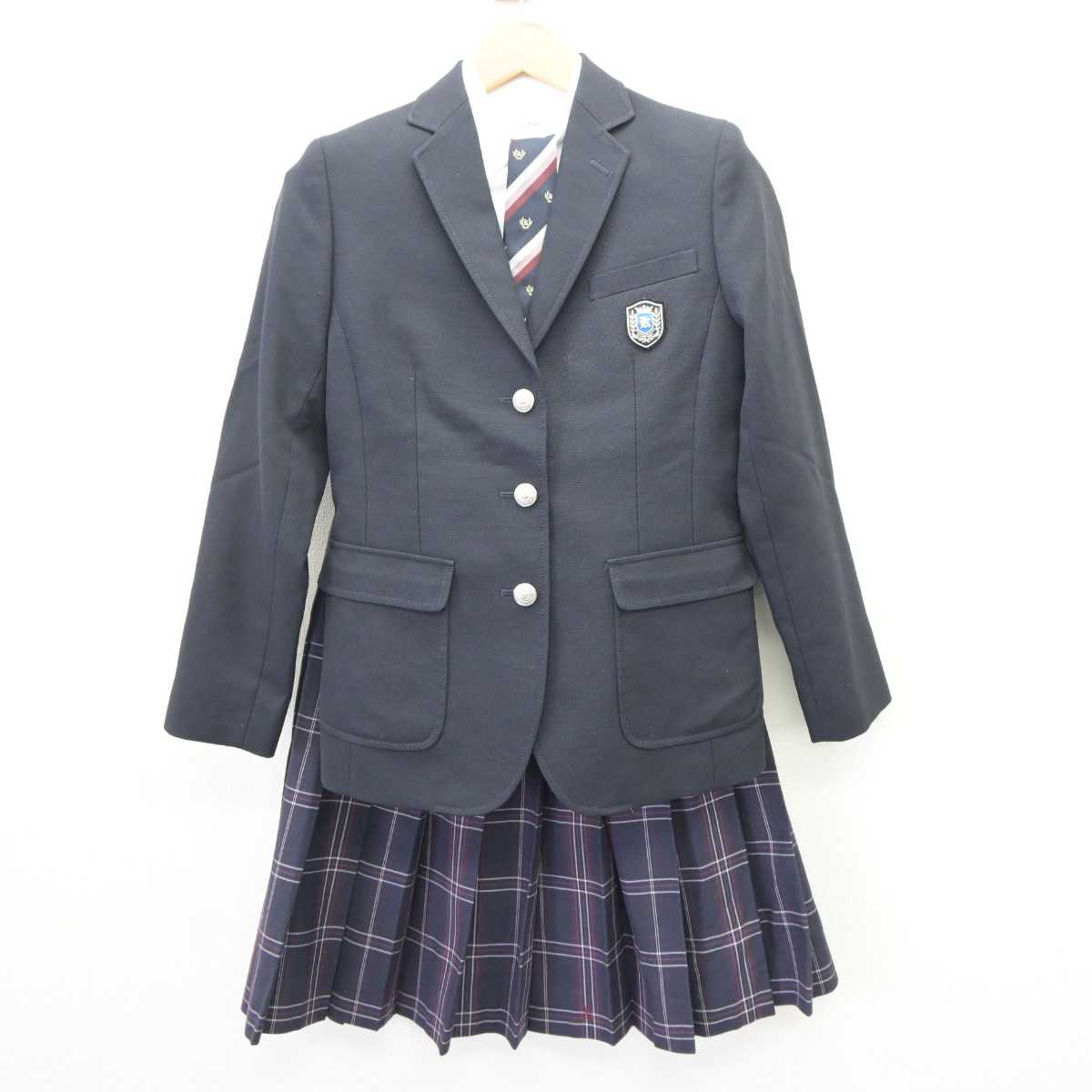 【中古】京都府 木津高等学校 女子制服 5点 (ブレザー・ニット・シャツ・スカート) sf065647