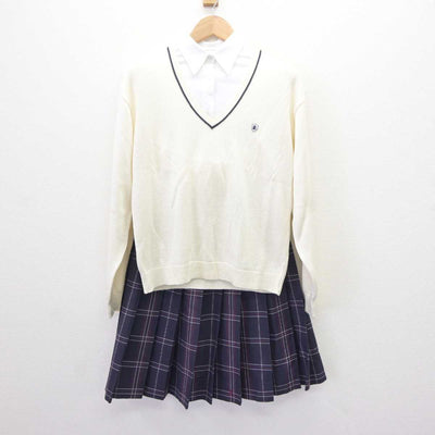 【中古】京都府 木津高等学校 女子制服 5点 (ブレザー・ニット・シャツ・スカート) sf065647