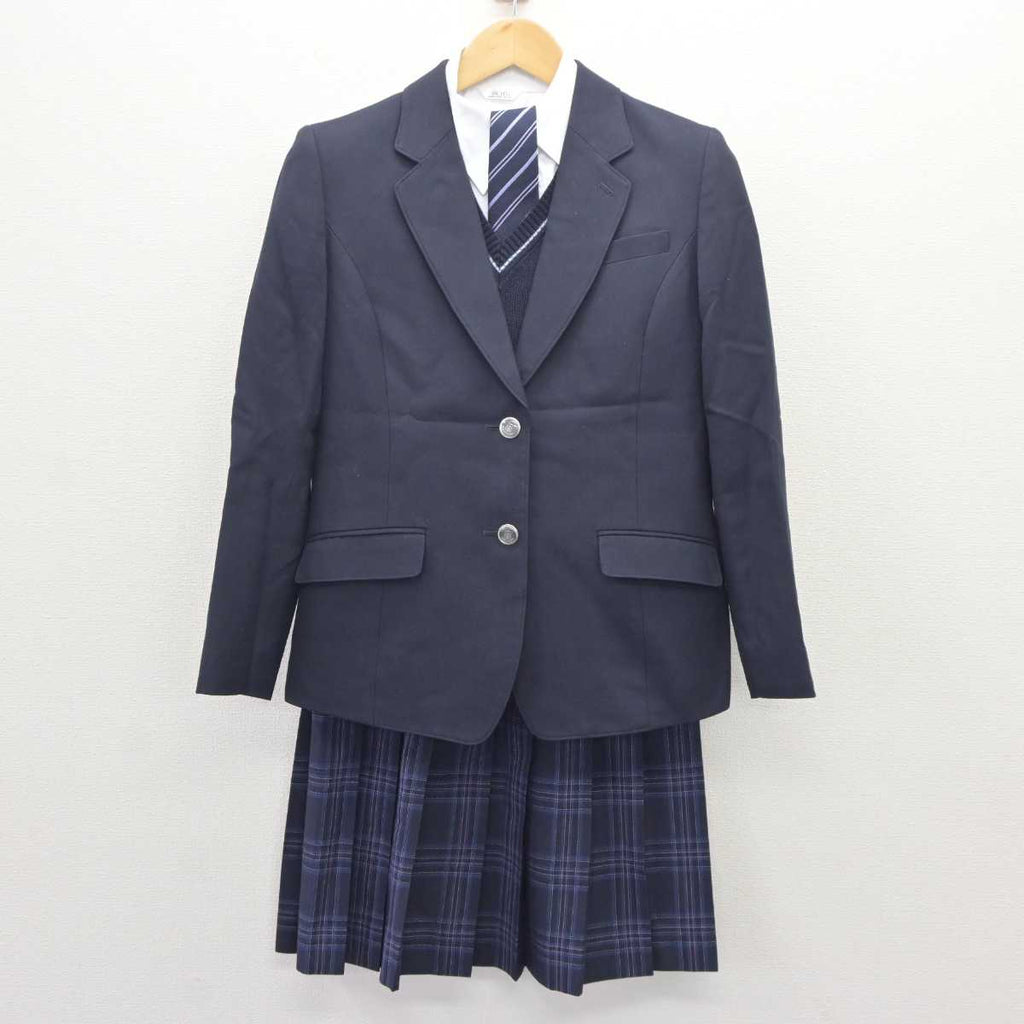 【中古】神奈川県 中央大学附属横浜中学校・高等学校 女子制服 5点 (ブレザー・ニット・シャツ・スカート) sf065664