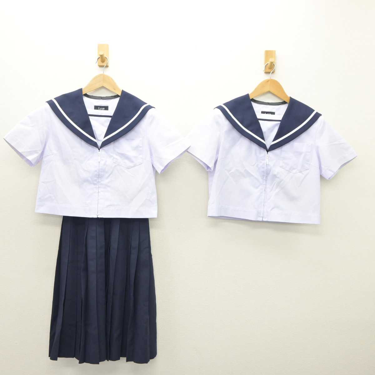 【中古】愛知県 蟹江北中学校 女子制服 3点 (セーラー服・スカート) sf065675