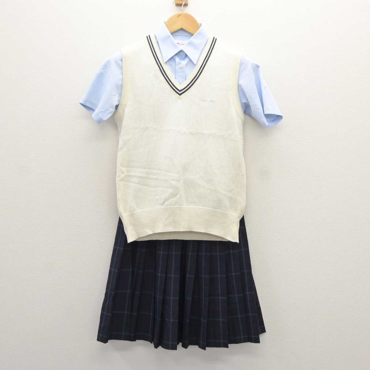 【中古】愛知県 西陵高等学校 女子制服 3点 (ニットベスト・シャツ・スカート) sf065678