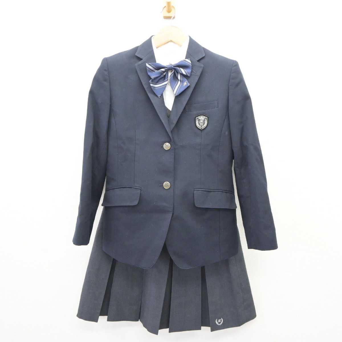 【中古】大阪府 柴島高等学校 女子制服 5点 (ブレザー・ニット・シャツ・スカート) sf065704