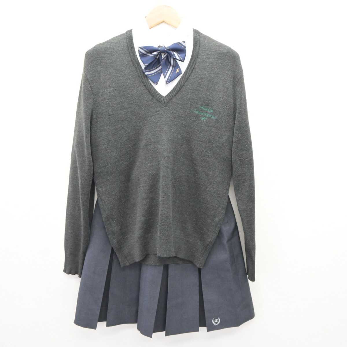 【中古】大阪府 柴島高等学校 女子制服 5点 (ブレザー・ニット・シャツ・スカート) sf065704