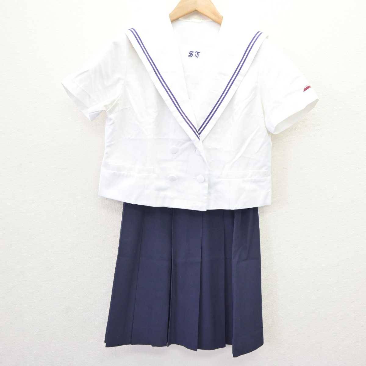 【中古】兵庫県 須磨友が丘高等学校 女子制服 3点 (セーラー服・セーラー服・スカート) sf065750