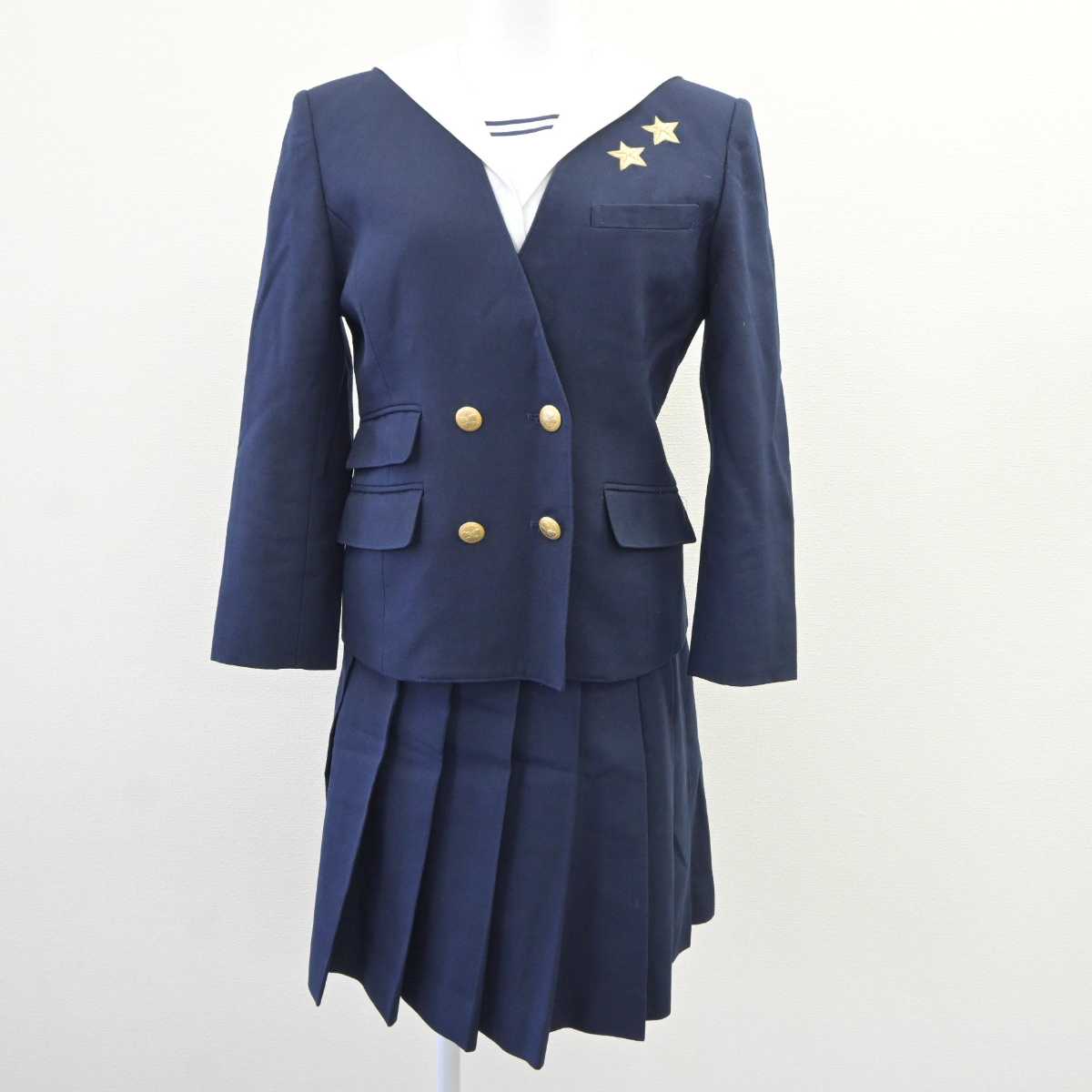 【中古】岡山県 就実高等学校 女子制服 4点 (ブレザー・ベスト・ブラウス・スカート) sf065805