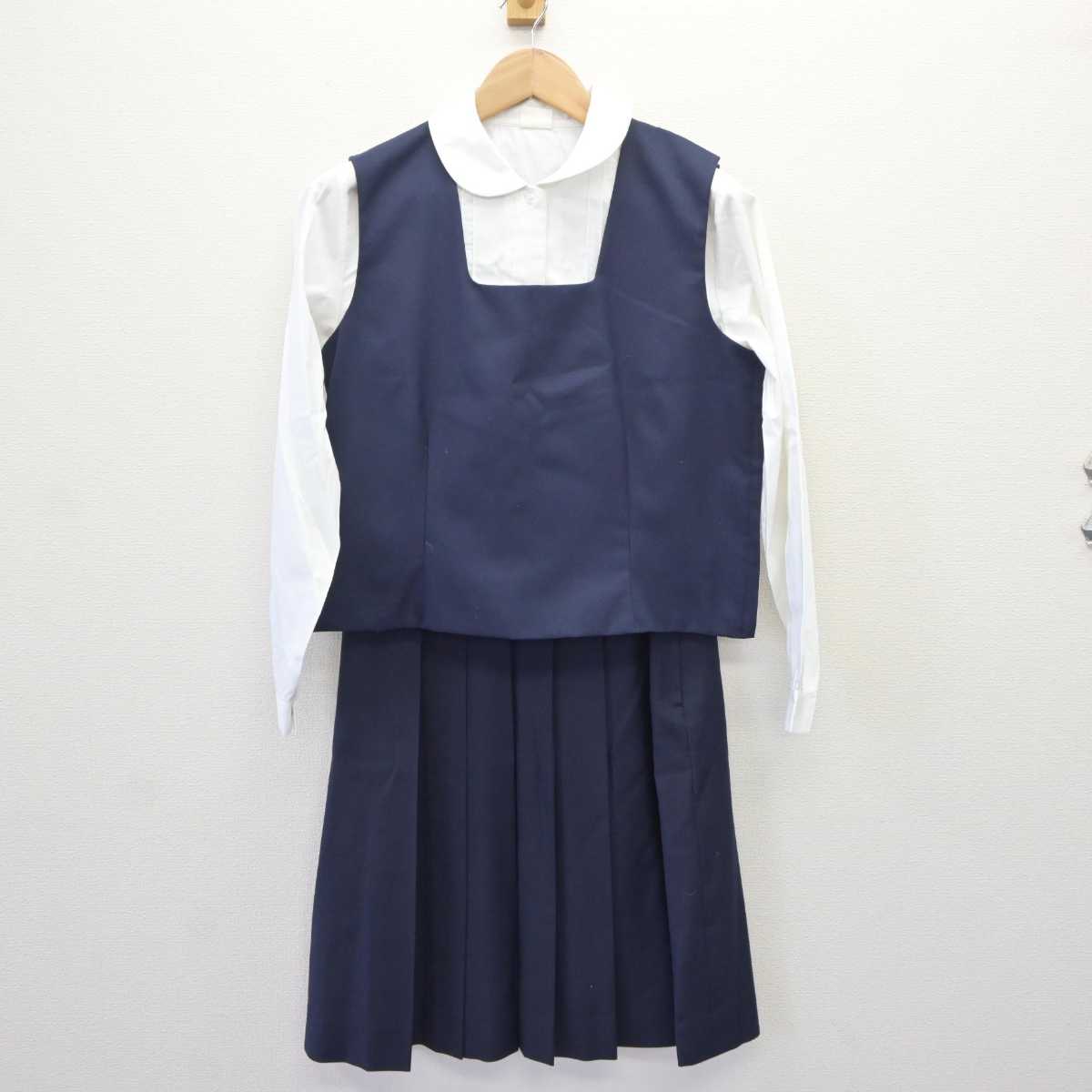 【中古】神奈川県 鶴が台中学校 女子制服 3点 (ベスト・シャツ・スカート) sf065839