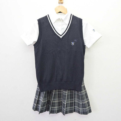 【中古】三重県 桜丘高等学校 女子制服 4点 (ニットベスト・シャツ・スカート) sf065859