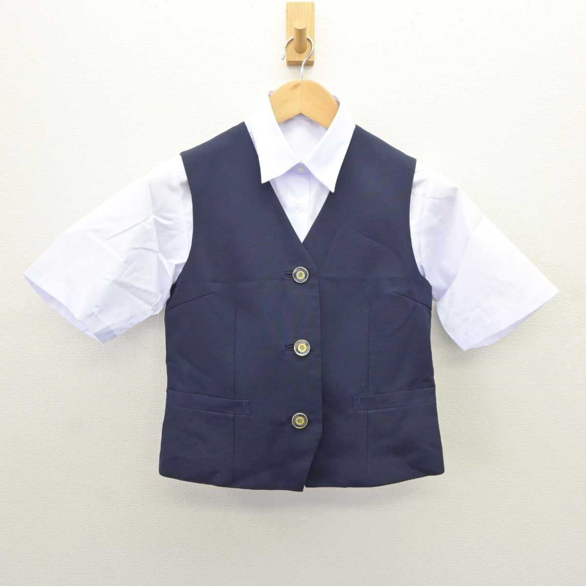 【中古】北海道 青葉中学校 女子制服 2点 (ベスト・シャツ) sf065886