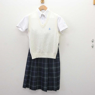 【中古】兵庫県 神戸大学附属中等教育学校 女子制服 3点 (ニットベスト・シャツ・スカート) sf065928