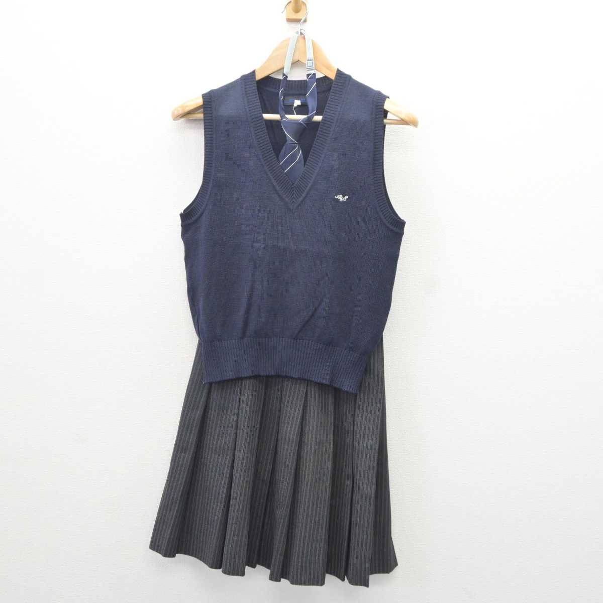 【中古】神奈川県 青山学院横浜英和高等学校/旧制服 女子制服 3点 (ニットベスト・スカート) sf065931