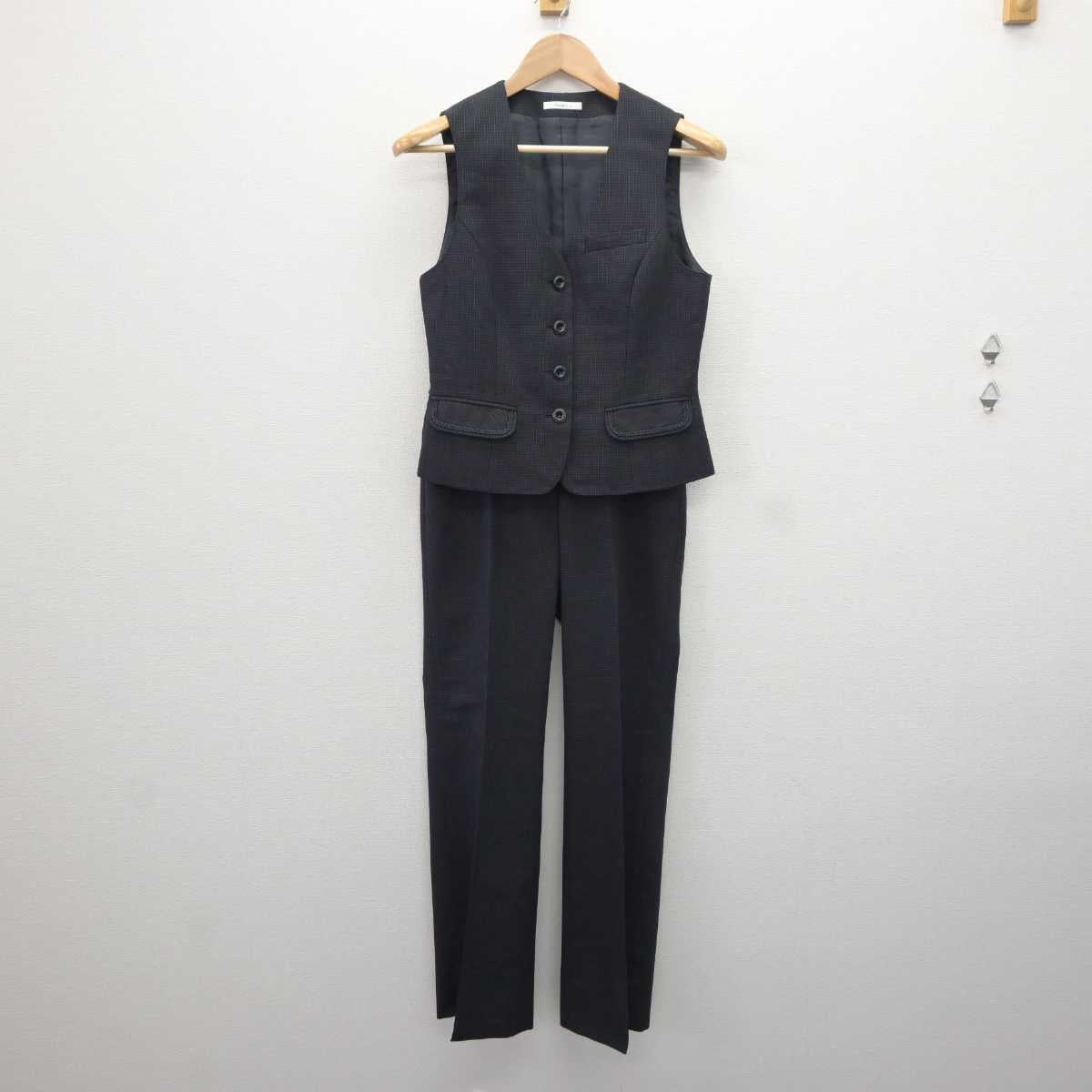 【中古】 事務服 女子制服 5点 (ジャケット・ベスト・ズボン) sf065989