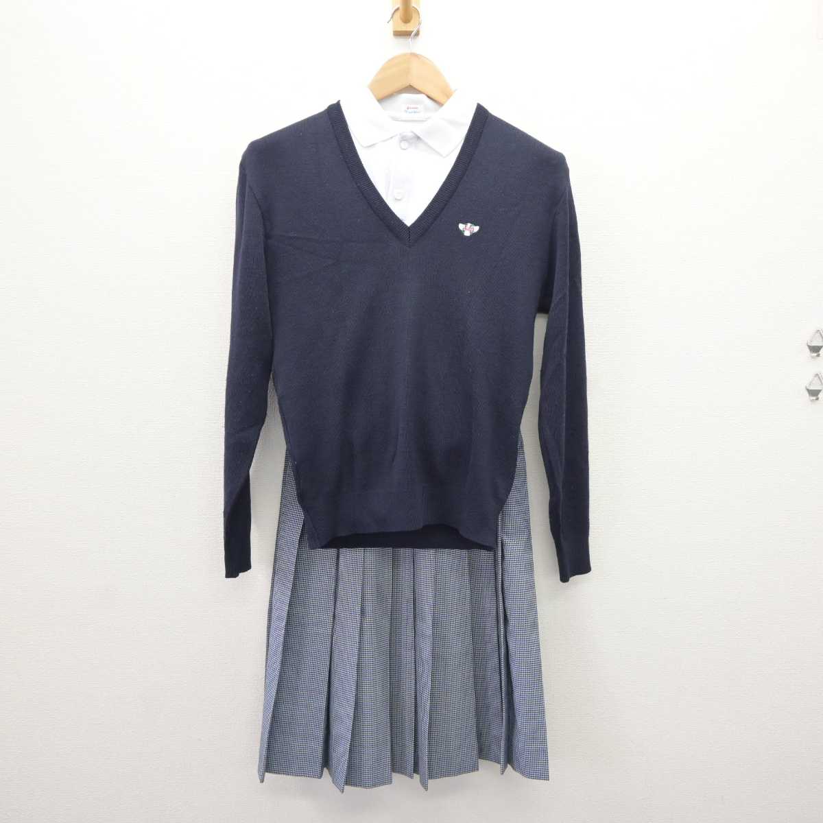 【中古】大阪府 市岡中学校 女子制服 4点 (ブレザー・ニット・シャツ・スカート) sf065992