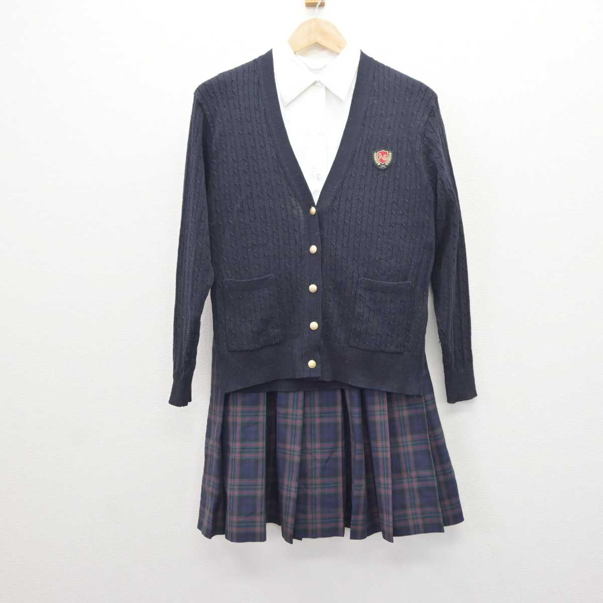 【中古】愛知県 安城学園高等学校 女子制服 3点 (ニット・シャツ・スカート) sf066016