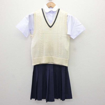 【中古】山形県 東根市立第二中学校 女子制服 3点 (ニットベスト・シャツ・スカート) sf066063