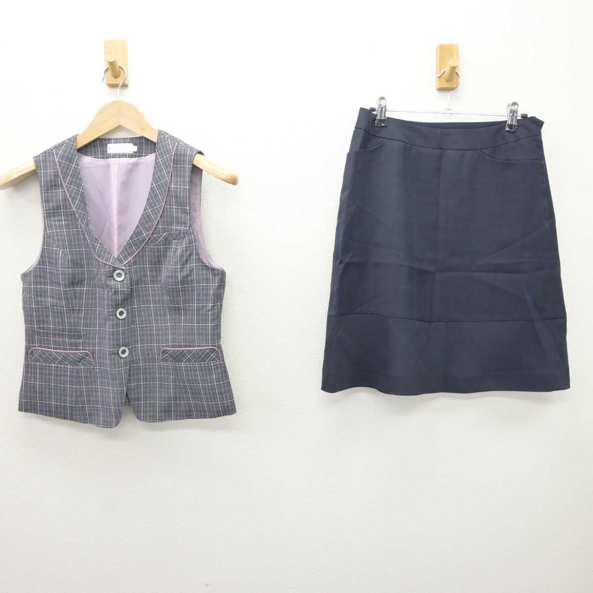 【中古】 事務服 女子制服 2点 (ベスト・スカート) sf066144