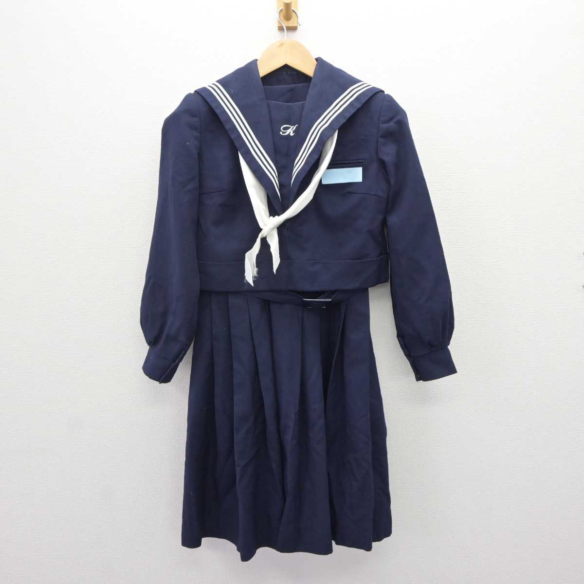 【中古】福岡県 苅田中学校 女子制服 3点 (セーラー服・ジャンパースカート) sf066206