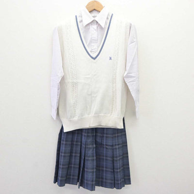 【中古】山口県 慶進中学校・高等学校 女子制服 3点 (ニットベスト・シャツ・スカート) sf066230