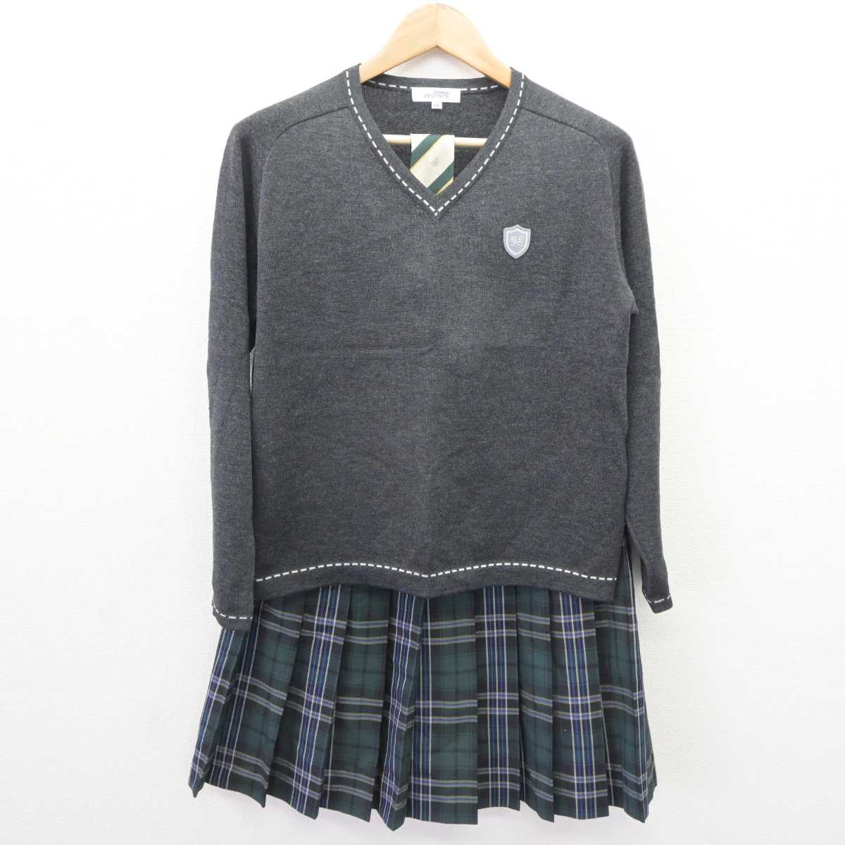 【中古】埼玉県 正智深谷高等学校 女子制服 3点 (ニット・スカート) sf066245