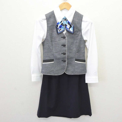 【中古】 事務服 女子制服 4点 (ベスト・ブラウス・スカート) sf066250