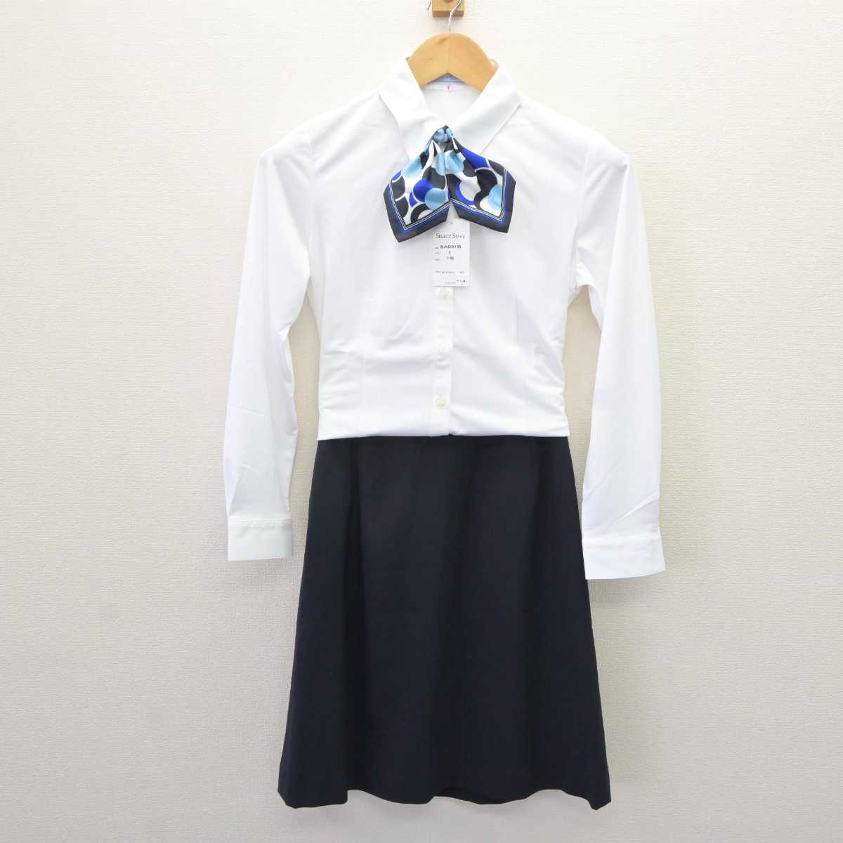 【中古】 事務服 女子制服 4点 (ベスト・ブラウス・スカート) sf066250