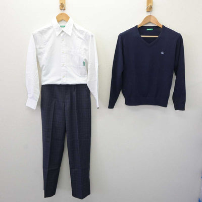 【中古】大阪府 四條畷学園高等学校 男子制服 5点 (ブレザー・ニット・シャツ・ズボン) sf066268