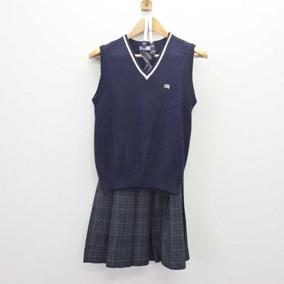 【中古】大阪府 阿武野高等学校 女子制服 3点 (ニットベスト・スカート) sf066301