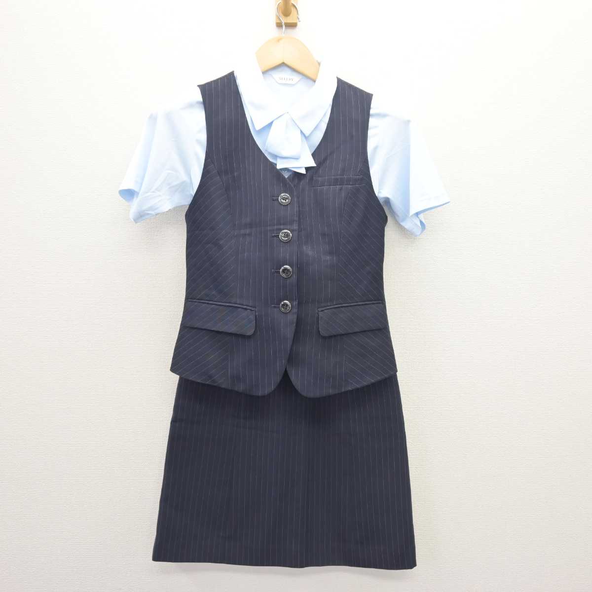 【中古】 事務服 女子制服 4点 (ベスト・シャツ・スカート) sf066335