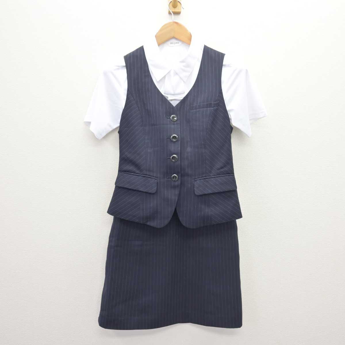 【中古】 事務服 女子制服 4点 (ベスト・シャツ・スカート) sf066336