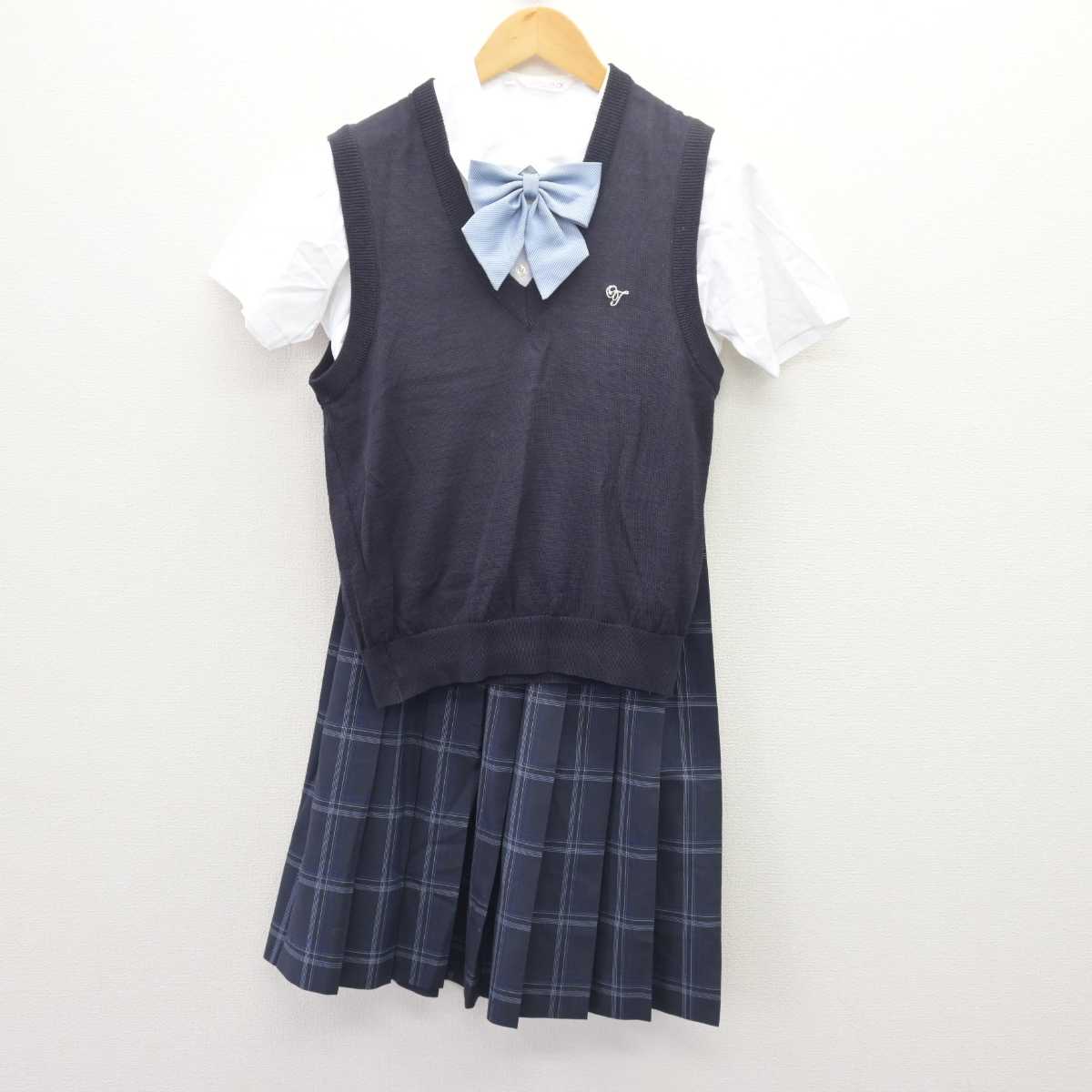 【中古】香川県 大手前高松高等学校 女子制服 4点 (ニットベスト・シャツ・スカート) sf066360