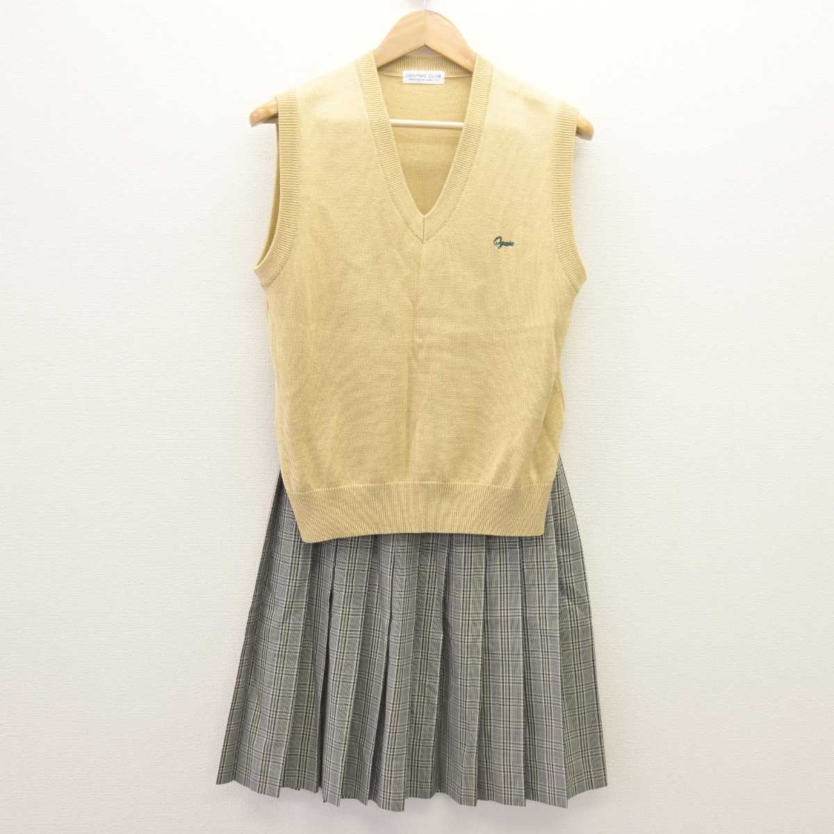 【中古】静岡県 小笠高等学校/旧モデル 女子制服 2点 (ニットベスト・スカート) sf066371