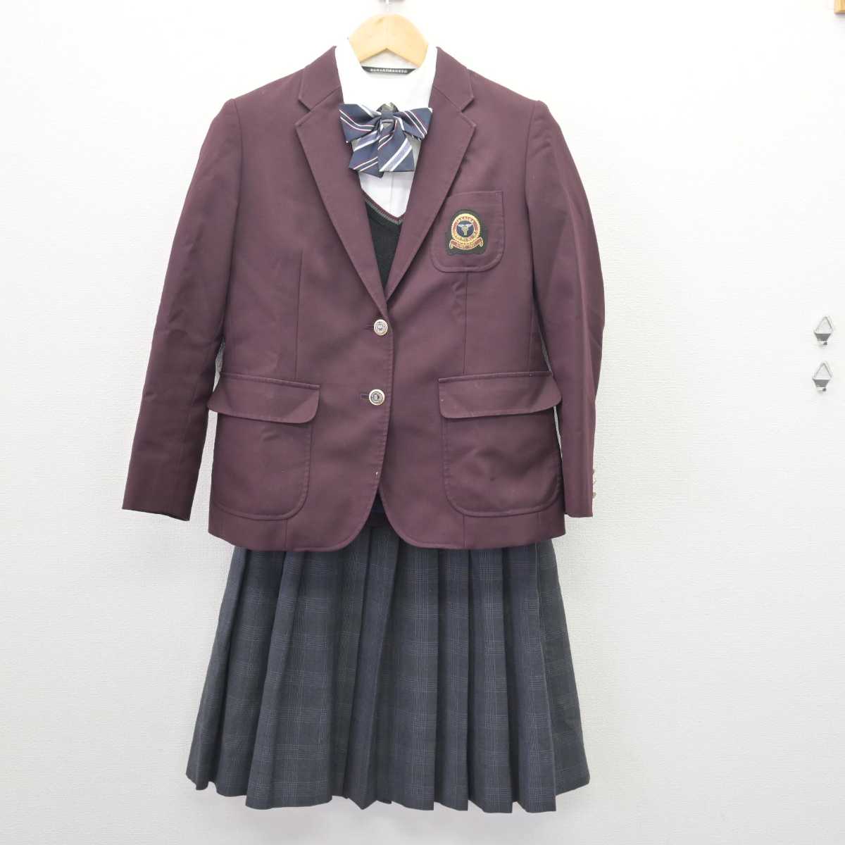 【中古】富山県 高岡商業高等学校 女子制服 6点 (ブレザー・ニット・シャツ・スカート) sf066763