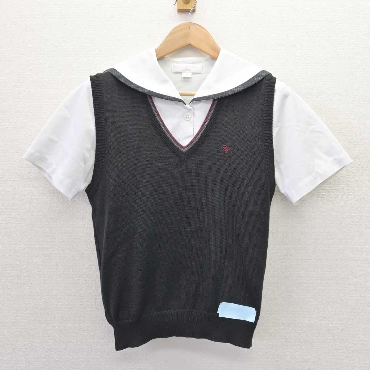 【中古】富山県 高岡商業高等学校 女子制服 2点 (ニットベスト・ブラウス) sf066764