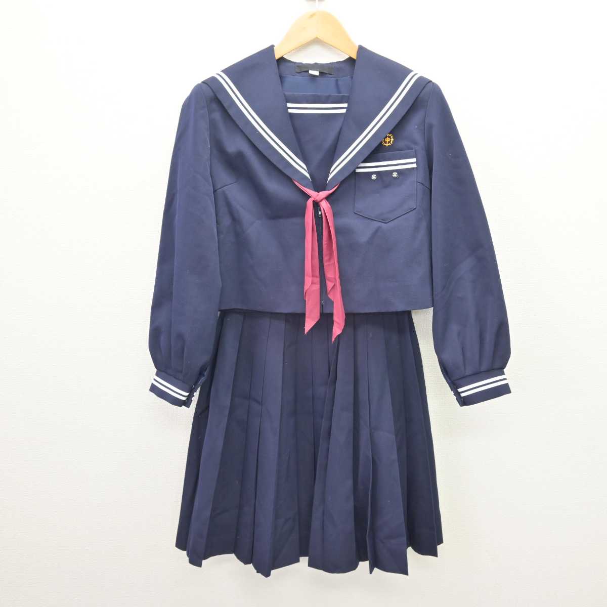 【中古】三重県 明正中学校 女子制服 3点 (セーラー服・スカート) sf066838