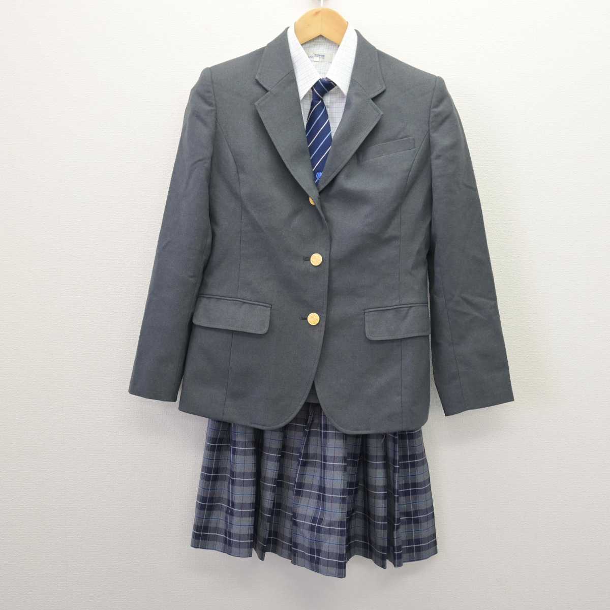 【中古】岡山県 邑久高等学校 女子制服 4点 (ブレザー・シャツ・スカート) sf066845