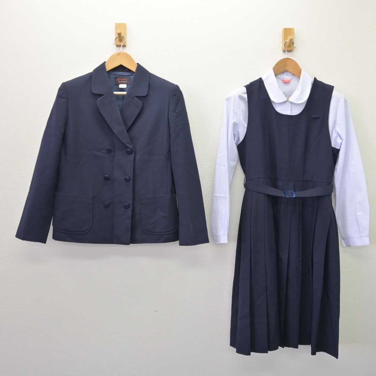 【中古】佐賀県 成章中学校 女子制服 3点 (ブレザー・シャツ・ジャンパースカート) sf066979