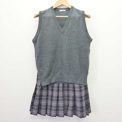 【中古】東京都 大原学園美空高等学校 女子制服 2点 (ニットベスト・スカート) sf066984