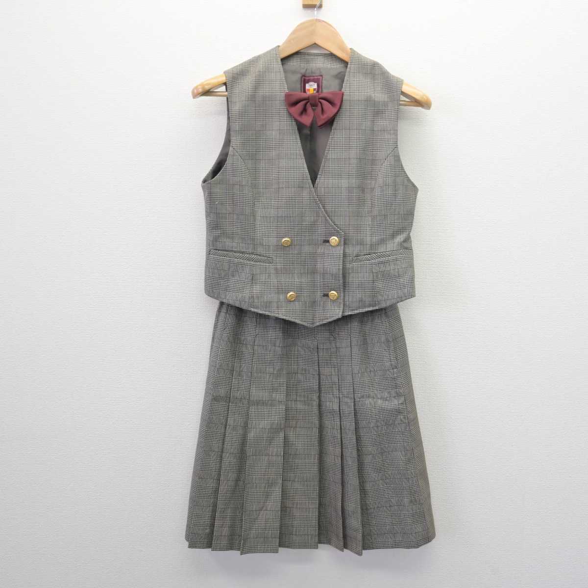 【中古】北海道 稲穂中学校 女子制服 3点 (ベスト・スカート) sf067143