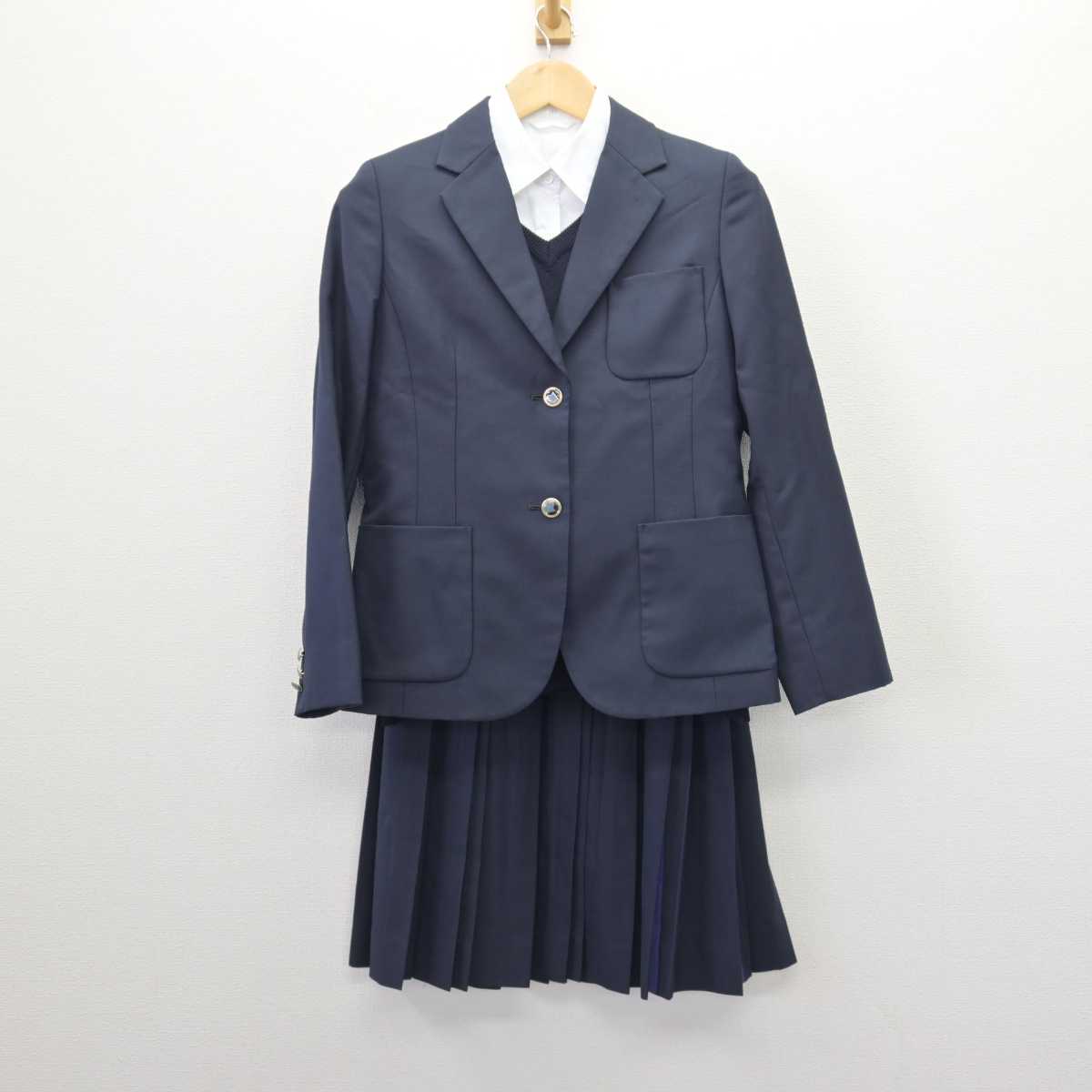 【中古】大阪府 堺リベラル中学・高等学校 女子制服 4点 (ブレザー・ニット・シャツ・スカート) sf067149