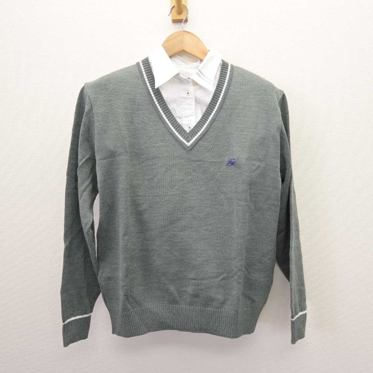 【中古】徳島県 城北高等学校 女子制服 2点 (ニット・シャツ) sf067164