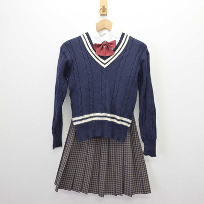 【中古】岡山県 津山商業高等学校 女子制服 5点 (ブレザー・ニット・シャツ・スカート) sf067174