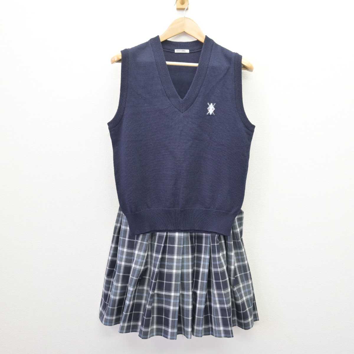 【中古】大阪府 堺西高等学校 女子制服 2点 (ニットベスト・スカート) sf067429