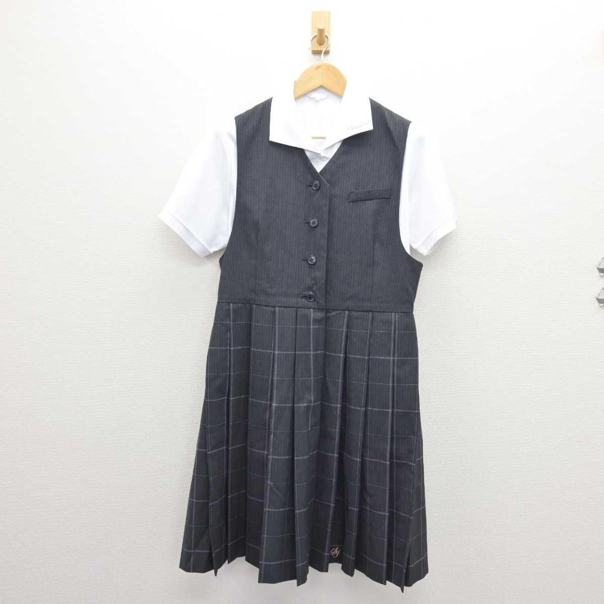 【中古】佐賀県 佐賀女子短期大学付属佐賀女子高等学校 女子制服 3点 (シャツ・ジャンパースカート) sf067577