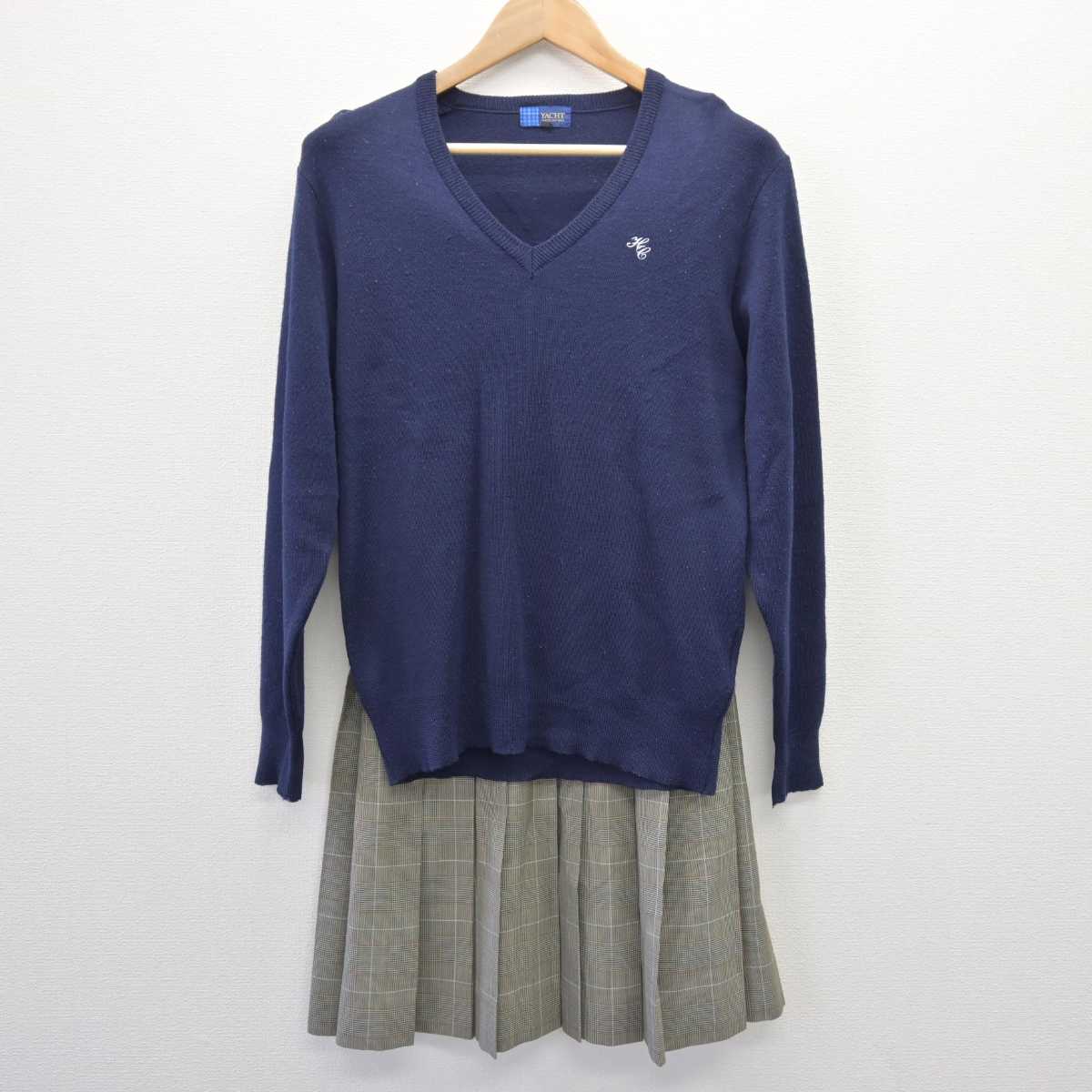 【中古】愛知県 半田商業高等学校 女子制服 3点 (ブレザー・ニット・スカート) sf067659