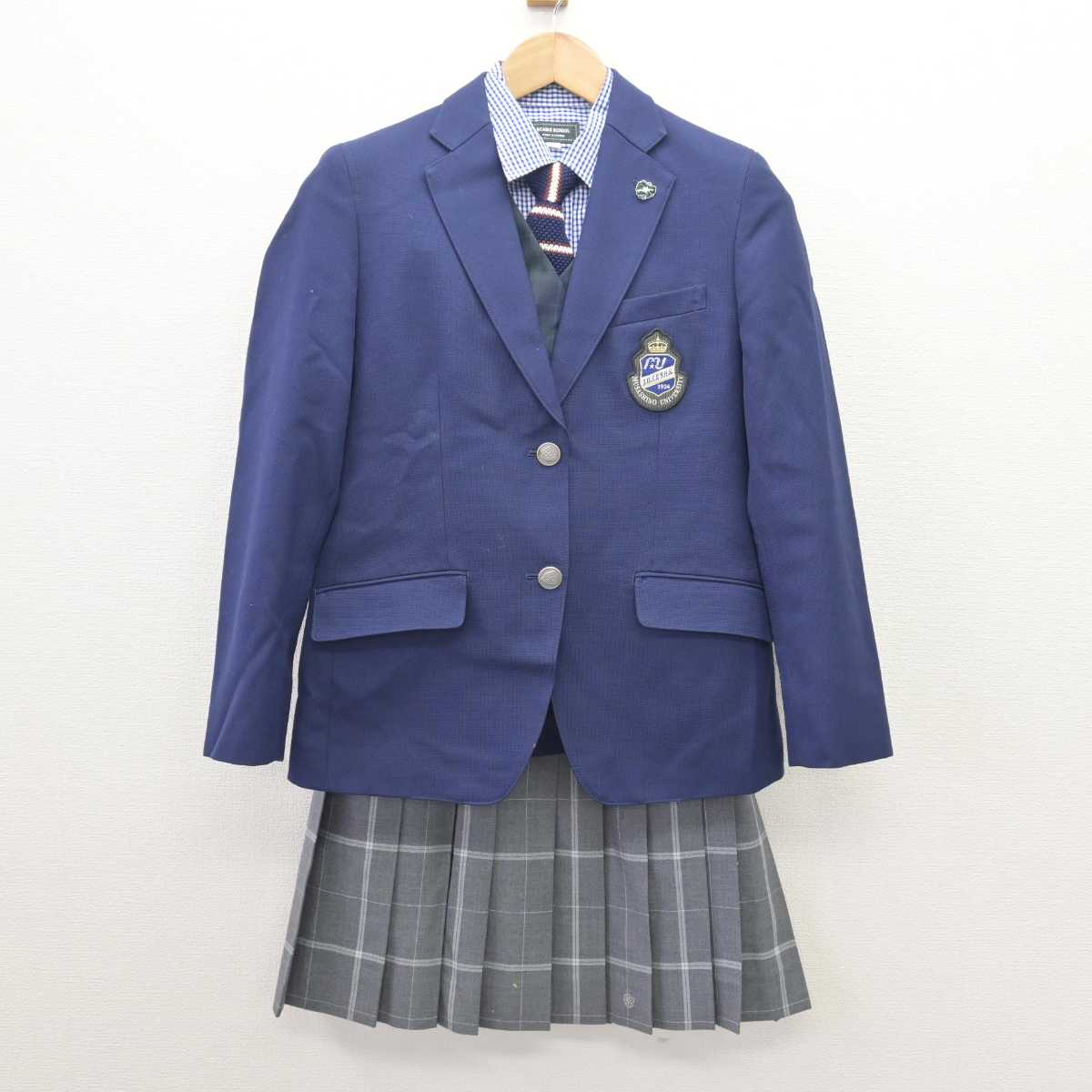 【中古】東京都 武蔵野大学中学校 女子制服 5点 (ブレザー・ベスト・シャツ・スカート) sf067690