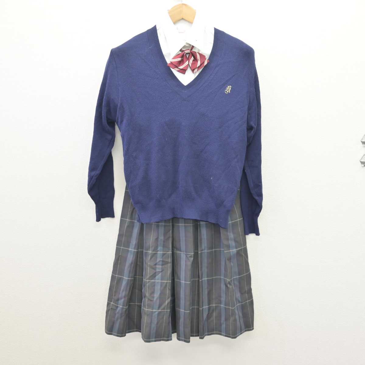 【中古】鹿児島県 鹿屋農業高等学校 女子制服 6点 (ブレザー・ニット・シャツ・スカート) sf067691