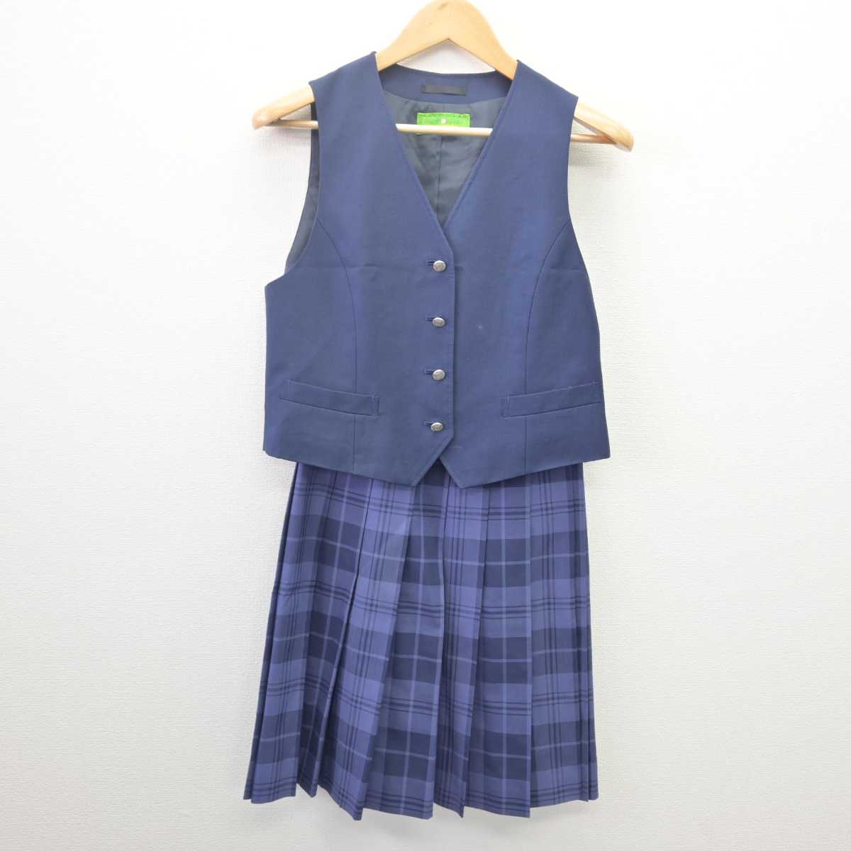 【中古】栃木県 白鴎大学足利高等学校 富田キャンパス 女子制服 2点 (ベスト・スカート) sf067811