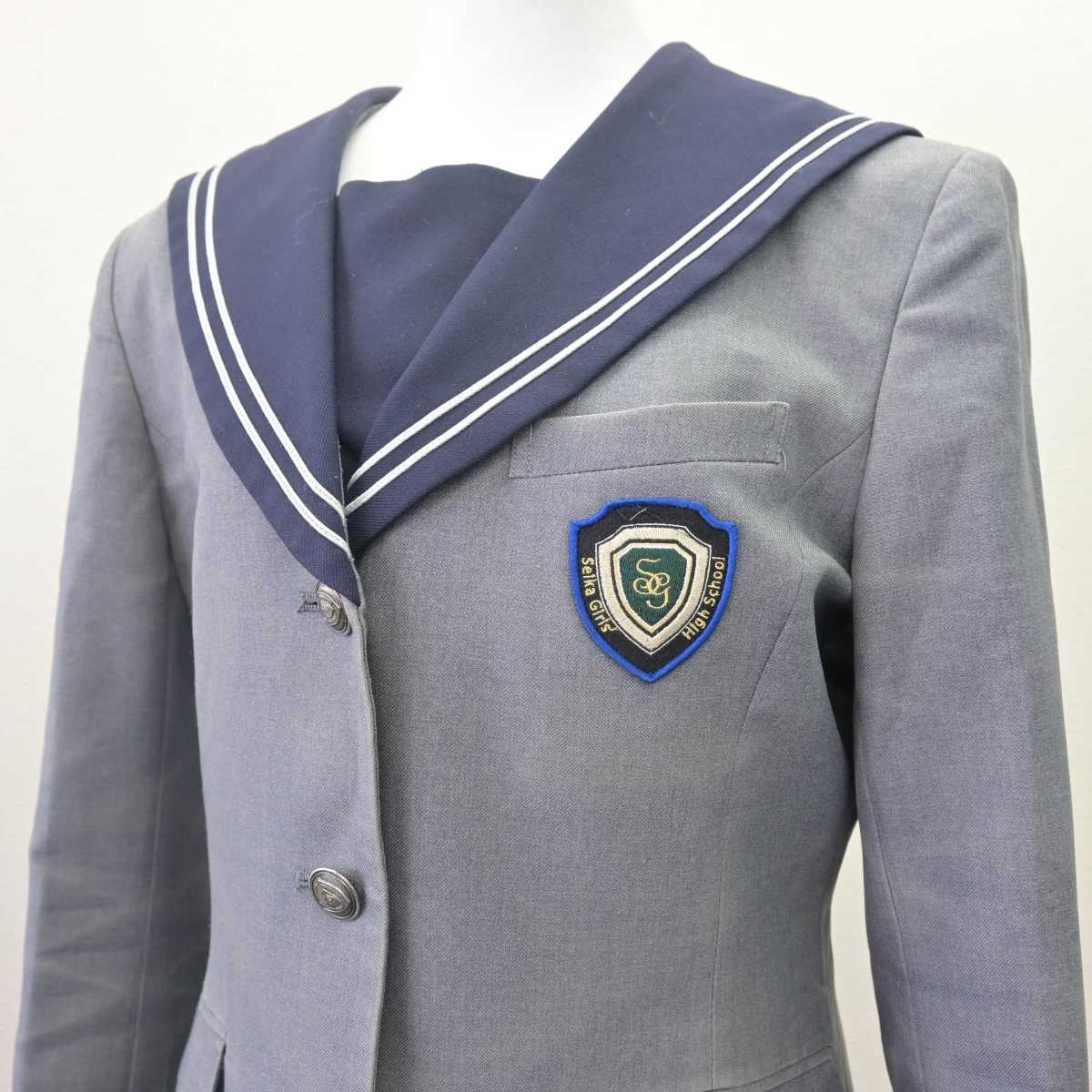 【中古】福岡県 精華女子高等学校 女子制服 2点 (ブレザー・ジャンパースカート) sf067944