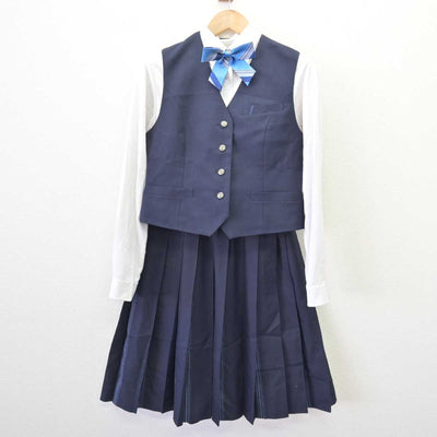 【中古】愛知県 豊橋西高等学校 女子制服 5点 (ブレザー・ベスト・シャツ・スカート) sf068008