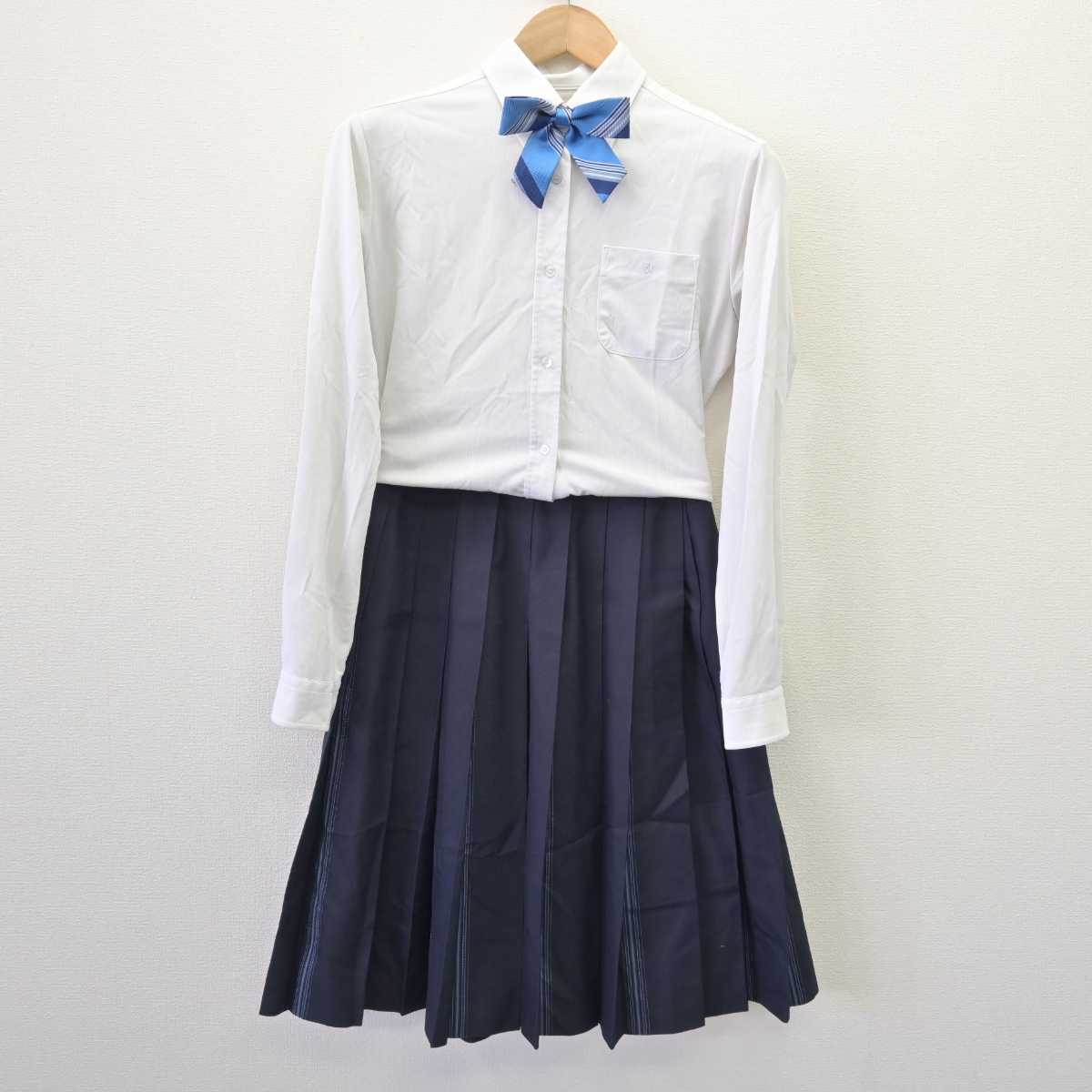 【中古】愛知県 豊橋西高等学校 女子制服 5点 (ブレザー・ベスト・シャツ・スカート) sf068008